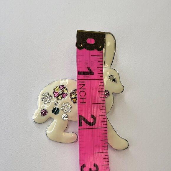 Cream Enamelled Bunny Brooch Pin - Picture 7 of 8